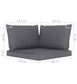 Canapé de jardin 3 places avec coussins anthracite
