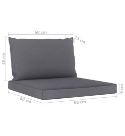 Canapé de jardin 3 places avec coussins anthracite