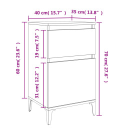 Tables de chevet 2 pcs blanc brillant 40x35x70 cm