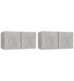 Meubles TV suspendus 2 pcs Gris béton 60x30x30 cm