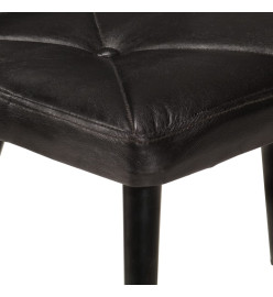 Chaise à oreilles avec repose-pied Noir Cuir véritable