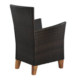 Chaises d'extérieur avec coussins 2 pcs Résine tressée Marron