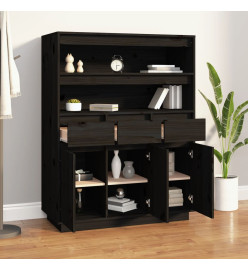 Buffet haut Noir 89x40x116,5 cm Bois massif de pin