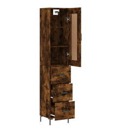 Buffet haut Chêne fumé 34,5x34x180 cm Bois d'ingénierie