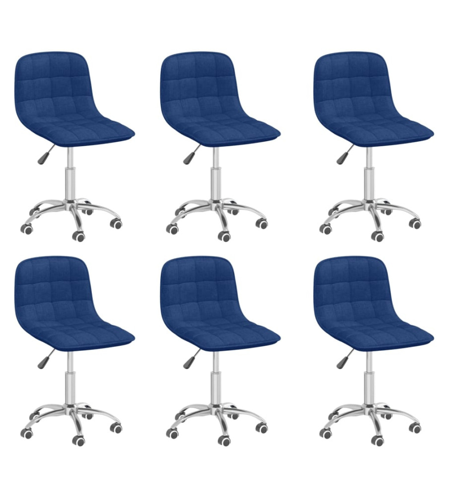 Chaises pivotantes à manger lot de 6 bleu tissu