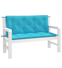 Coussins de banc de jardin lot de 2 turquoise 120x50x7 cm tissu