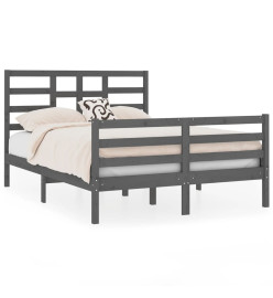 Cadre de lit Gris Bois massif 120x190 cm Petit Double