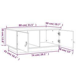 Table basse Gris 80x50x35 cm Bois massif de pin