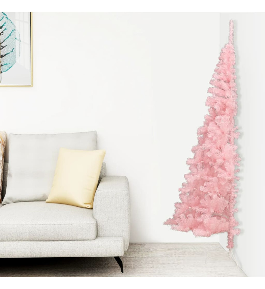 Demi sapin de Noël artificiel avec support Rose 240 cm PVC