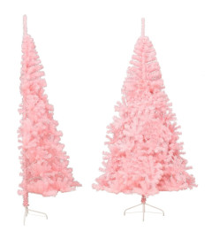 Demi sapin de Noël artificiel avec support Rose 240 cm PVC