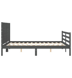 Cadre de lit avec tête de lit gris King Size bois massif