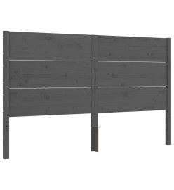 Cadre de lit avec tête de lit gris King Size bois massif