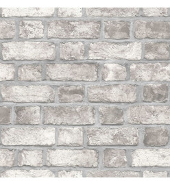 Homestyle Papier peint Brick Wall Gris et blanc cassé