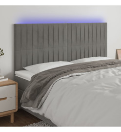 Tête de lit à LED Gris clair 200x5x118/128 cm Velours