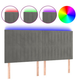 Tête de lit à LED Gris clair 200x5x118/128 cm Velours