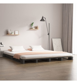 Lit de palette gris 120x200 cm bois de pin massif