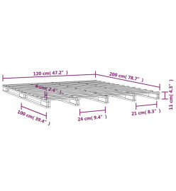 Lit de palette gris 120x200 cm bois de pin massif