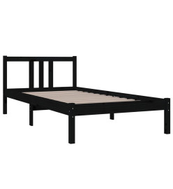 Cadre de lit Noir Bois massif 90x190 cm Simple