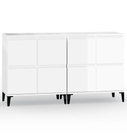 Buffets 2 pcs blanc brillant 60x35x70 cm bois d'ingénierie