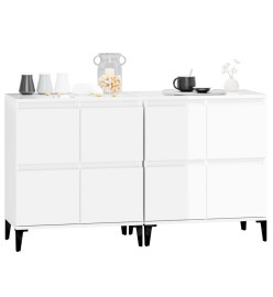 Buffets 2 pcs blanc brillant 60x35x70 cm bois d'ingénierie