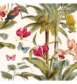 DUTCH WALLCOVERINGS Papier peint Palmier tropical Vert et rose