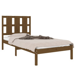 Cadre de lit Marron miel Bois de pin massif 100x200 cm