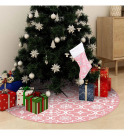 Jupe de sapin de Noël de luxe avec chaussette Rose 90 cm Tissu