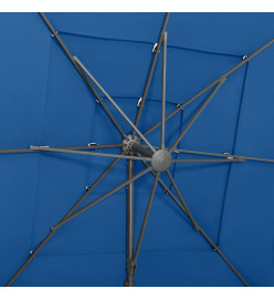 Parasol à 4 niveaux avec mât en aluminium Bleu azuré 250x250 cm