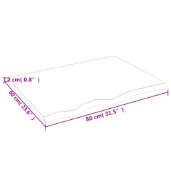 Dessus de table 80x60x2 cm bois de chêne massif non traité