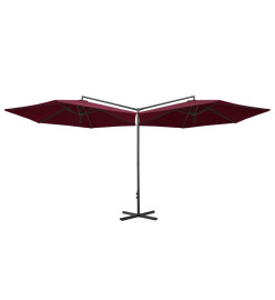 Parasol double avec mât en acier Rouge bordeaux 600 cm