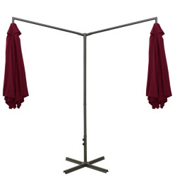 Parasol double avec mât en acier Rouge bordeaux 600 cm