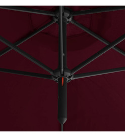 Parasol double avec mât en acier Rouge bordeaux 600 cm