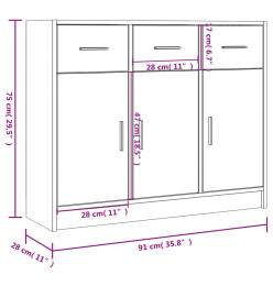 Buffet blanc 91x28x75 cm bois d'ingénierie