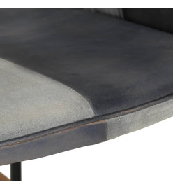 Chaise à bascule Gris Cuir véritable et toile