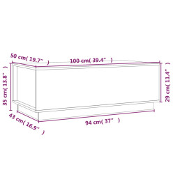 Table basse Gris 100x50x35 cm Bois massif de pin