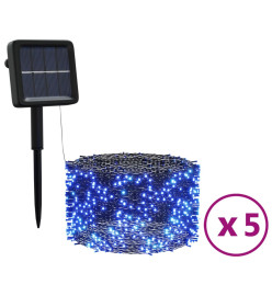 Lampes solaires 5 pcs 5x200 LED Bleu Intérieur Extérieur