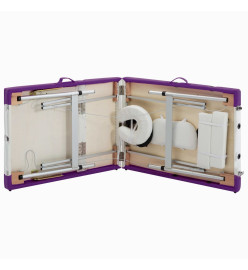 Table de massage pliable 3 zones Aluminium Blanc et violet