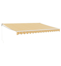 Auvent rétractable jaune et blanc 4x3 m tissu et aluminium