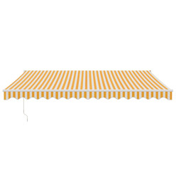 Auvent rétractable jaune et blanc 4x3 m tissu et aluminium