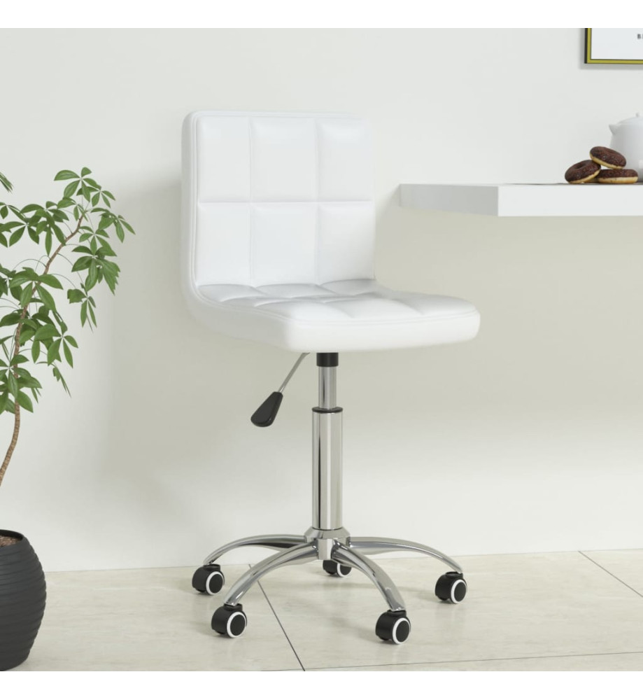 Chaise de bureau pivotante Blanc Similicuir