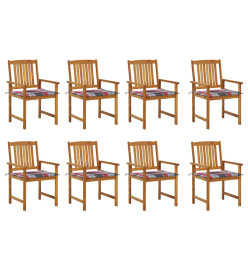 Chaises de jardin avec coussins 8 pcs Bois d'acacia solide