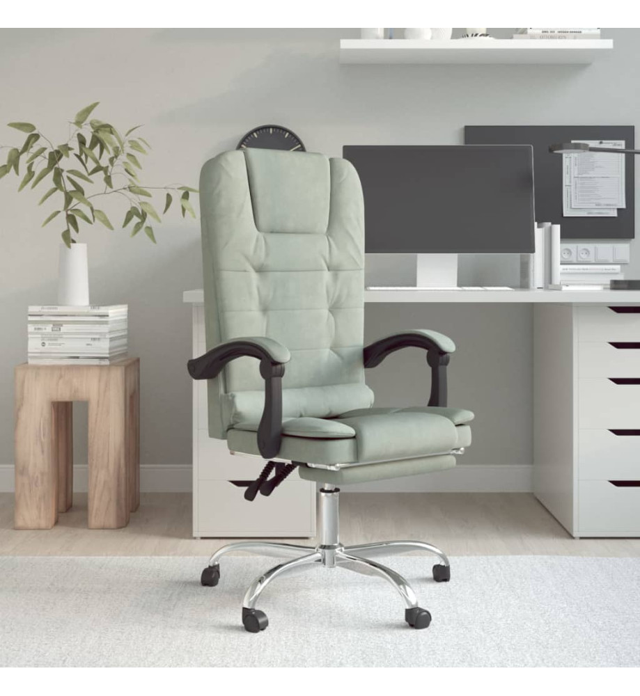 Fauteuil de massage inclinable de bureau Gris clair Velours