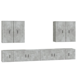 Ensemble de meubles TV 8 pcs Gris béton Bois d'ingénierie