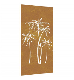 Décoration murale jardin 105x55 cm acier corten design palmier