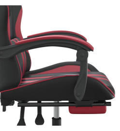 Chaise de jeu avec repose-pied Noir/rouge bordeaux Similicuir