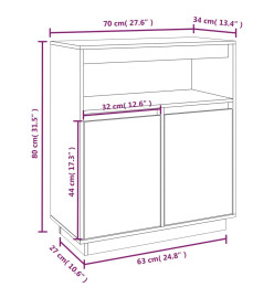 Buffet Noir 70x34x80 cm Bois massif de pin