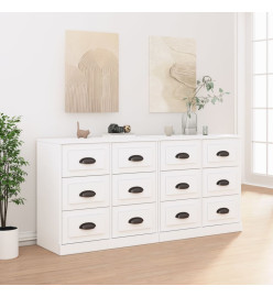 Buffets 2 pcs blanc bois d'ingénierie