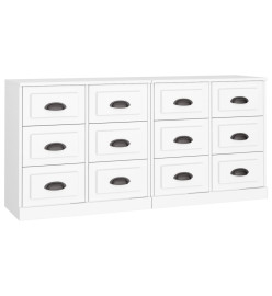 Buffets 2 pcs blanc bois d'ingénierie