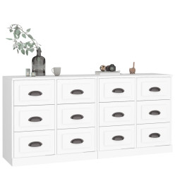 Buffets 2 pcs blanc bois d'ingénierie