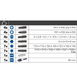 BRILLIANT TOOLS Jeu d'embouts de tournevis 1/4" Acier 32 pcs